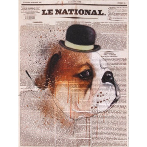 Obraz na plátně - Pes v novinách I., 30x40 cm