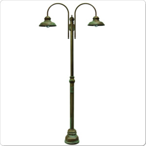 Luxusní mosazná venkovní pouliční lampa na sloupu, PLS2 stožár s lampou kandelábr