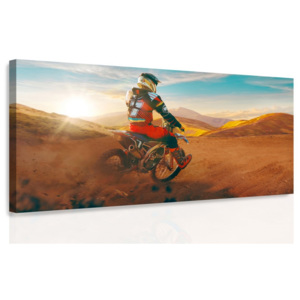 Obraz - Motorkář v poušti (80x40 cm) - InSmile ®