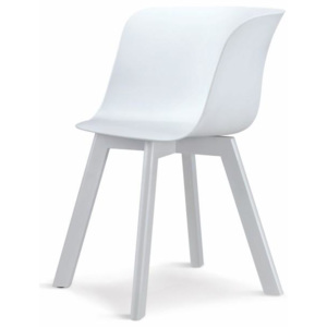 Židle, plast + dřevo buk, bílá + bílá, LEVIN 0000182552 Tempo Kondela