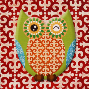Obraz na plátně - Colorful owl 2, 28x28 cm