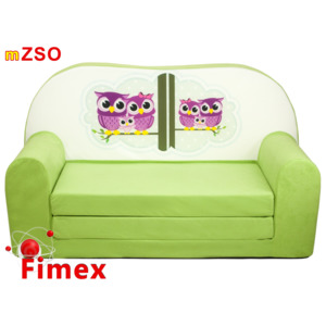 Dětská pohovka FIMEX sovy zelená