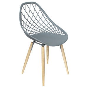 Moderní židle Philo s podnoží dub přírodní a sedák plast šedý matný