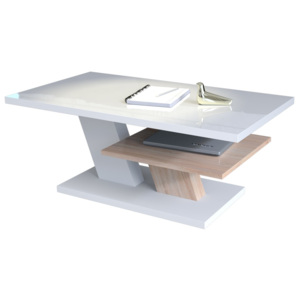 CLIFF bílý lesk + dub sonoma, konferenční stolek