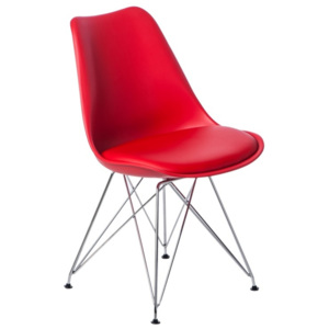 Židle DSR s čalouněným sedákem, červená