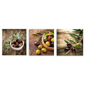 Obraz na skle Styler - Olives Olives sada - 3x 30x30 cm