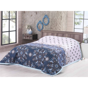 Bavlněný přehoz na postel jednolůžko Deluxe Moscerino modrá 160x220