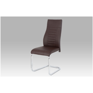 Jídelní židle koženka hnedá / chrom HC-955 BR