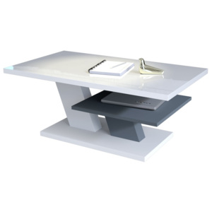 CLIFF bílý lesk + světlý šedý, konferenční stolek