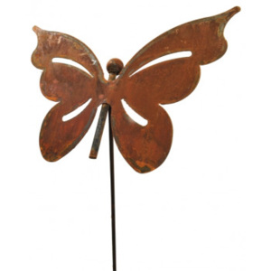 Zahradní kovový zápich s patinou - motýl velký