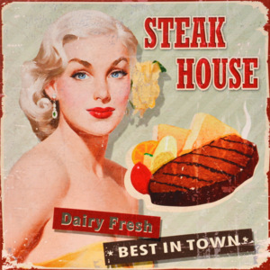 Obraz na plátně - Steak house, 28x28 cm