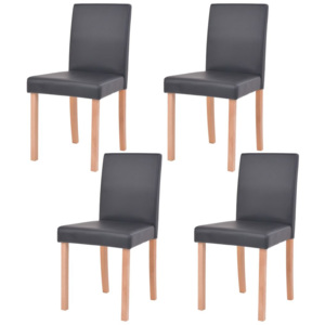 Jídelní židle, 4 ks, umělá kůže a bukové dřevo, černé