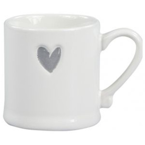 Hrníček na espresso Bastion Collections bílý s šedým srdcem keramika 5,5x5cm 80ml