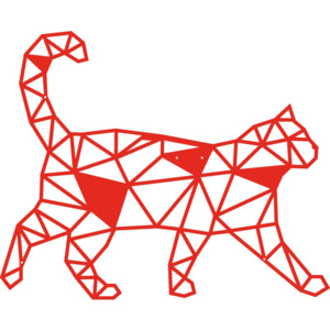 Červená kovová nástěnná dekorace Wall Decor Cat