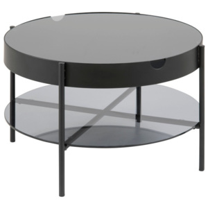 Černý odkládací stolek s úložným prostorem Actona Tipton, ⌀ 75 cm