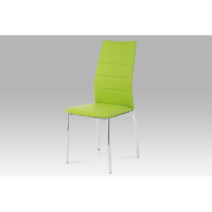 Jídelní židle chrom / koženka limetková AC-1295 LIM