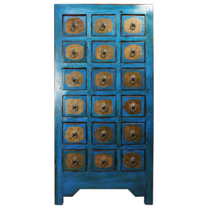 Modrá skříňka - 18 šuplíků, 58x118x49