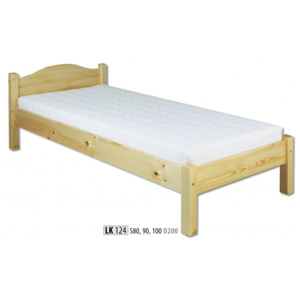 HMmax Postel jednolůžková LK 124 masiv borovice rozměry postele: 90 x 200, Barevné provedení dřeva: dub