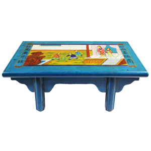 Ručně malovaný stolek modrý