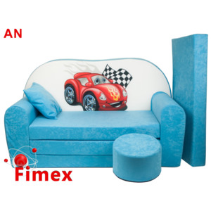 Dětská pohovka velká FIMEX auta modrá