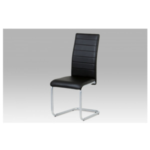 Výprodej Jídelní židle, koženka černá / šedý lak