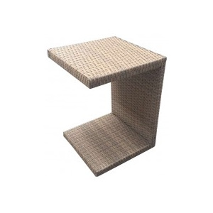 Zahradní ratanový odkládací stolek k lehátkům - šedobéžový Dimenza DF-010128