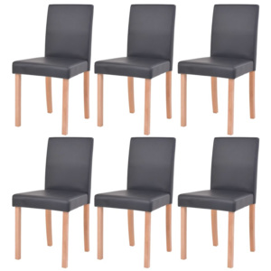 Jídelní židle, 6 ks, umělá kůže a bukové dřevo, černé