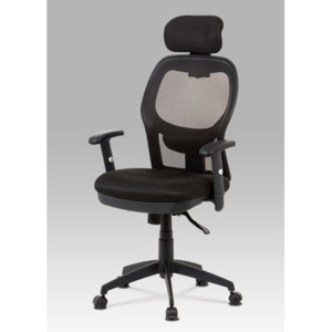 Autronic Kancelářská židle, černá MESH, synchronní mech, kříž plastový černý KA-V301 BK