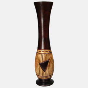 Dřevěná váza hnědá 30 cm Thajsko