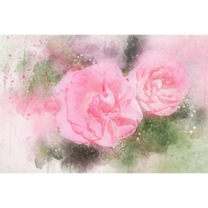 Malovaný obraz - růžové květy (90x60 cm) - InSmile ®