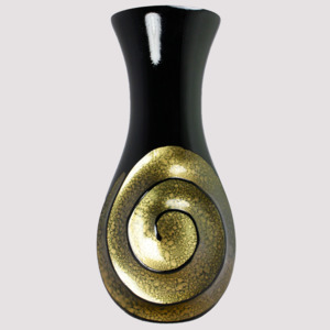 Dřevěná váza černo-zlatá 40,5 cm Thajsko