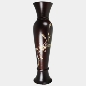 Váza dřevěná hnědá 50,5 cm Thajsko