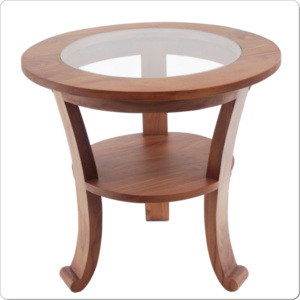 Retro konferenční stolek kulatý replika z masivu MTK55, antik dřevěné stolky