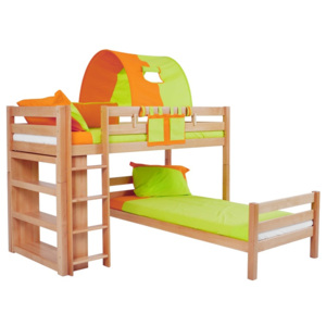 Patrová postel do dětského pokoje EMIL 200x90 buk masiv přírodní