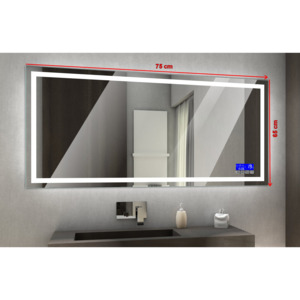 Koupelnové zrcadlo s LED podsvícením 75x65 cm ATLANTA, barva teplá, IP44, control panel