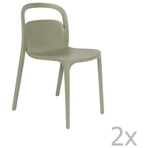 Sada 2 zelených židlí White Label Rex