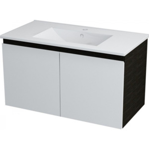 RIANA umyvadlová skříňka 89x50x45cm, bílá mat/tmavý dub ( 65090 )