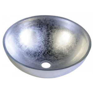 MURANO ARGENTO skleněné umyvadlo kulaté 40x14 cm, stříbrná