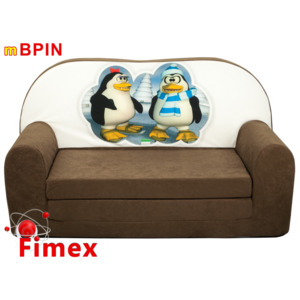 Dětská pohovka FIMEX tučňáci hnědá