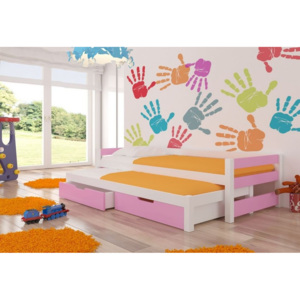 Dětská postel FRAGA, 65x206x96, růžová - VÝPRODEJ Č. 304 - růžová barva