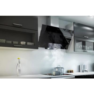 Kuchyňské digestoře - odsavač par HAAG Saturn Quadro Black, Klasa A, GPE850 LED! Soft Touch! Dálkové ovládač! 90 Inox + černé sklo