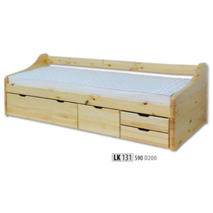 HMmax Jednolůžková postel s úložným prostoremLK 131 masiv borovice Barevné provedení dřeva: dub