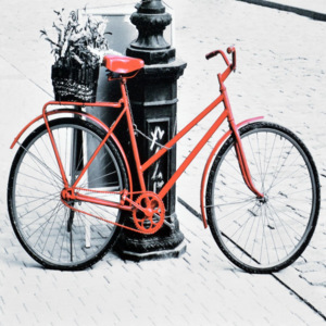 Falc Obraz na plátně - Červený bicykl, 70x70 cm