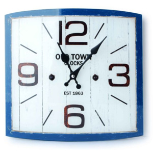 Skleněné hodiny na zeď Old town modrý okraj 48836033MMS