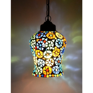 Skleněná mozaiková lampa, ruční práce, barevná, 20x13cm