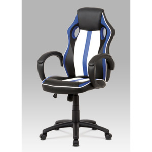 Autronic Kancelářská židle, modrá-černá ekokůže+MESH, houpací mech, kříž plast černý KA-V505 BLUE