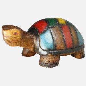 Dřevěná želva 31 cm barevná Thajsko
