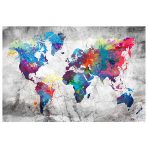 Mapa na korkové tabuli - barevné cákance (90x60 cm) - Murando DeLuxe