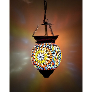 Skleněná mozaiková lampa, ruční práce, barevná, 21x15cm