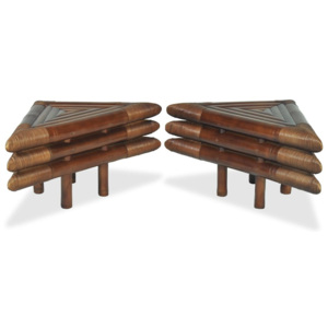 Noční stolek, 2 ks, bambus, 60x60x40 cm, tmavě hnědý